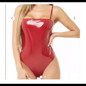 Faux Leather Red bodysuit ✨